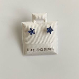 925 Sterling Silver Blue Star Earring Studs